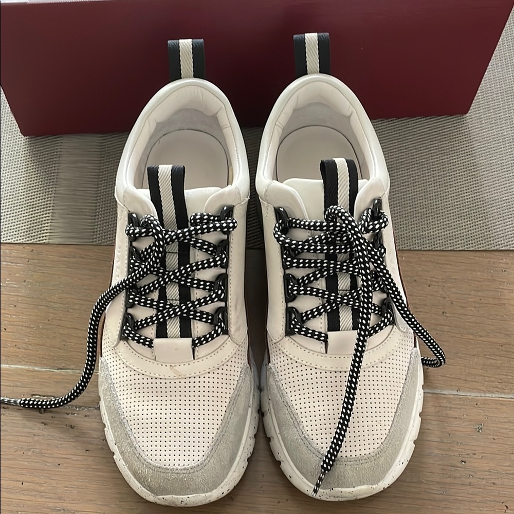 Bally Stylish White and Black Sneakers